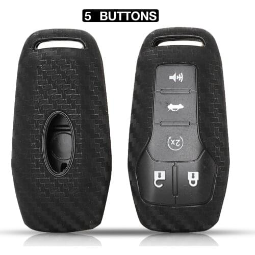 Kutery Carbon Fiber Silicone Remote Car Key Case Cover Shell For Ford Edge Explorer Fusion 2015-2017 Holde 5 Buttons