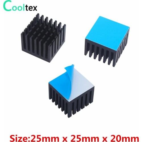 30pcs 25x25x20mm Black Aluminum Heatsink heat sink Cooling for Electronic Chip IC MOS Raspberry pi With Thermal Conductive Tape