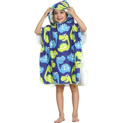 ED-Lumos Blue Roar Dinosaurs Hooded Kids Bath Towel Beach Towel Wrap Folding for Boys Girls Toddlers Under Age 7