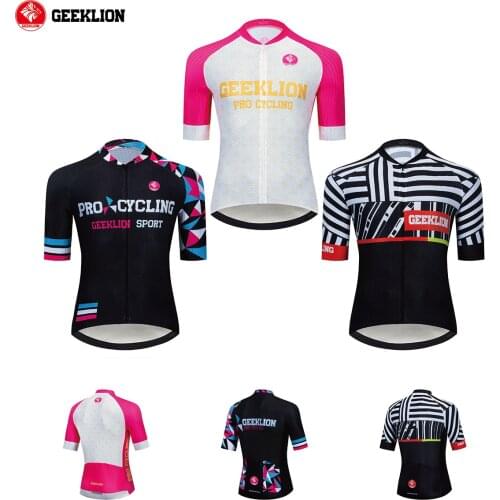 Geeklion Breathable Cycling Jersey Quick Dry Short Sleeves Laser Cut Bike Clothing Ropa Ciclismo Maillot Bicycle Summer Kit