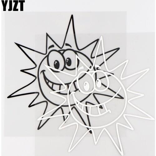 YJZT 14X14.2CM Interesting Sun Car Sticker Vinyl Decal Car Window Fun Decor Black / Silver 10A-0361