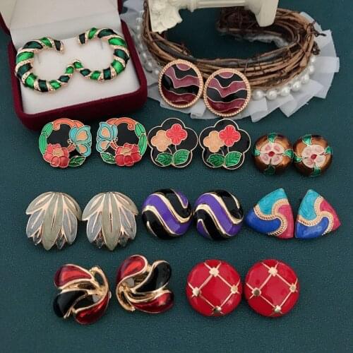 Colorful Cute-Sweet Enamel Candy Earrings Star Round Triangle Fashion New For Women Girls