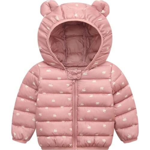 Kid Down Coats Infant Snow Wear Hooded Baby Girls Boys Cartoon Print Jackets Autumn Winter Warm Outerwear Children Clothes