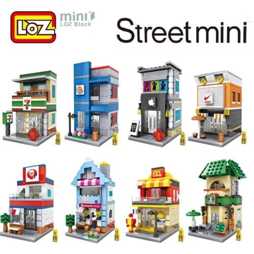 LOZ Mini City Street View Scene Mini Building Blocks Coffee Shop Store Architectures Models & Building Toy Gift For Children