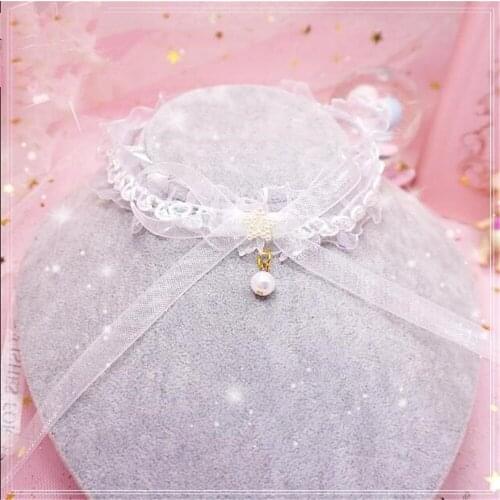 Maiden White Lace necklace choker Fairy Cosplay Lolita bracelet Princess wedding accessories B970