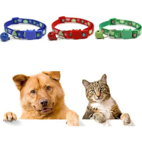 Fashion Christmas Snowflake Dog Collar With Bells Pet Supply Neck Strap Cat Head Neck Ring Adjustable Safety Buckle Dog Supplies