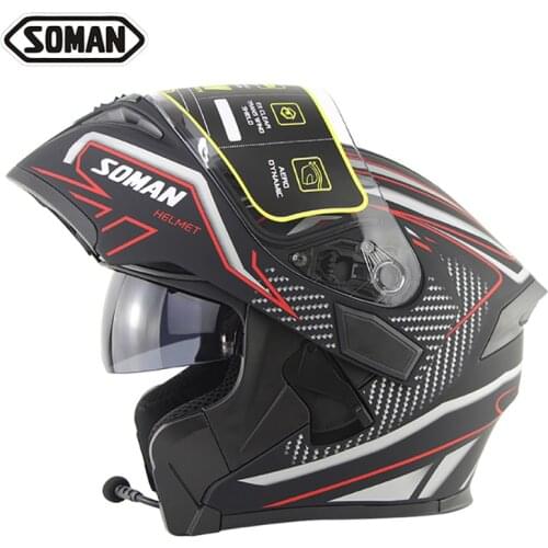 Motorcycle Bluetooth Helmet Motorbike Safety Double Lens Helmet Casco Moto Capacete Casque Off-road Motocross Helmet DOT SOMAN