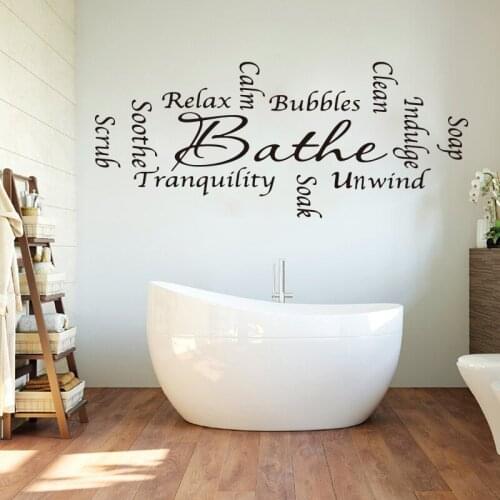 Bathroom Words Soak Bathe Wall Sticker Bath Room Lave Room Relax Bubbles Unwind Decal Vinyl Home Decor
