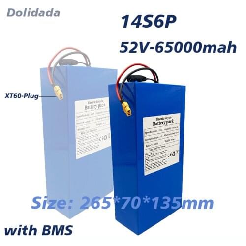 New 18650 52V65000mah 14s6p Lithium Battery Pack 52V Electric Bike Battery 2000W Lithium Scooter Battery Pack with BMS