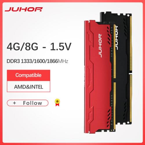 JUHOR Memoria Ram DDR3 4GB 8GB 1600MHz 1866MHz Desktop Memory New Dimm DDR3 RAMs With Heat sink