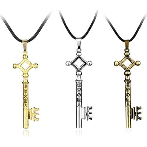 Attack On Titan Necklace Eren Key Shingeki No Kyojin Pendant Fashion Vintage Retro Anime Jewelry For Men Cosplay Wholesale