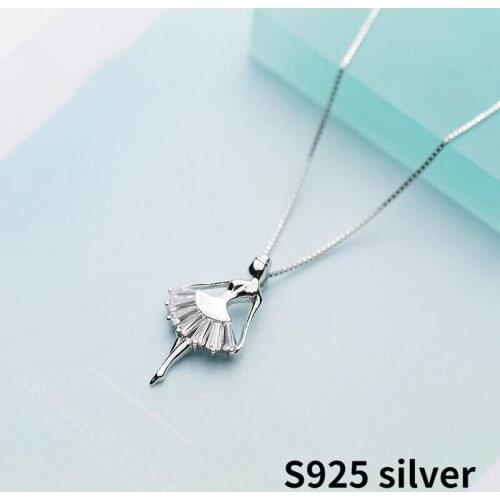 2021 new allergy free S92 Material listing sweet ballet dancer dancing girl micro-inlaid necklace fashion trend sweet jewelry