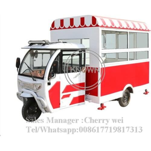 3.5M Length Mobile Food Cart Tuk Tuk Car Three Wheels Gas And Electric Tricycle Vehicle For Adults With Front Door