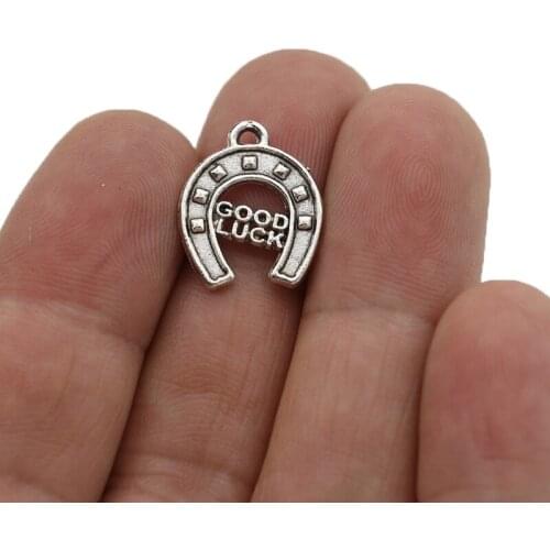JAKONGO Silver Plated Good Luck Horseshoe Charms Pendants for Jewelry Making Bracelet DIY Accessories 17x14mm 20pcs