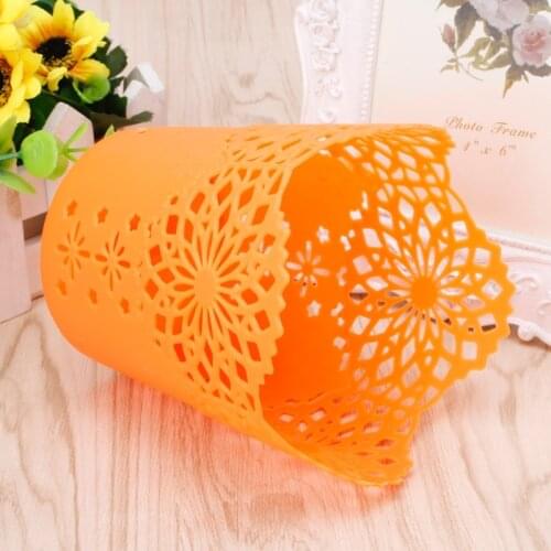 Hollow Flower Brush Storage Pen Pencil Pot Holder Container Desk Organizer Gift