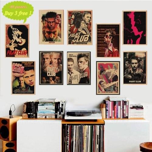Fight Club Kraft Paper Poster Movie Vintage Paper Poster Retro Art Wall Decoration Wall Sticker