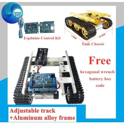 RC Crawler Tank Chassis Arduino WiFi Metal 2WD Tracked Car Chassis With ESPduino Board /Aluminum Alloy Frame DIY Robot Kit T100