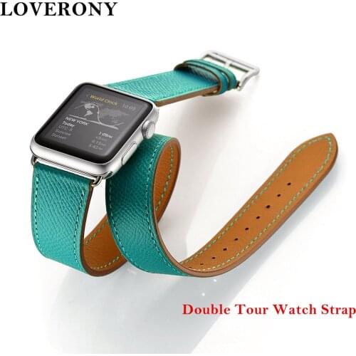 LOVERONY Double Tour Watchband For apple Watch Strap 38/40mm 42/44mm Leather Strap Bracelet For Apple iWatch Series 5/4/3/2/1