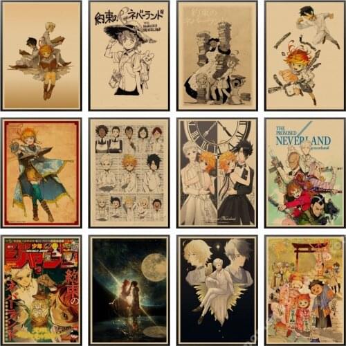 Retro Poster Anime Cartoon The Promised Neverland poster Prints Wall Painting Good Quality Poster Home Decoration