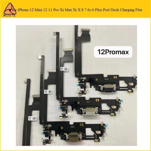10Pcs USB Charger Power Port Dock Connector Plug Charging Flex Cable For iPhone 12/12 Pro Microphone HeadPhone Audio Jack