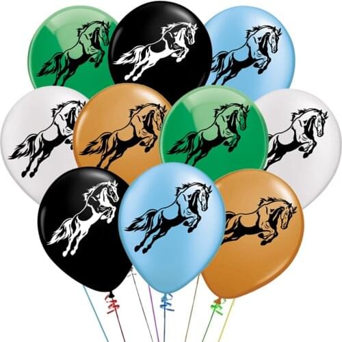 10pcs/lot 12inch Horse Balloons Birthday Party Supplies Balloon Kids Classic Toys Brown Animals Safari Balloon Helium Ballon
