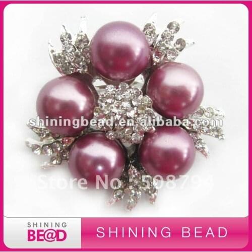 Pearl rhinestone brooch for wedding invitation,free shipping,new design pearl rhinetsone brooch for garment accessory