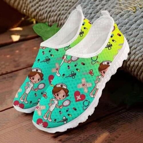 New Style Womens Sweet Cartoon Casual Shoes Mesh Womens Sneakers One-foot Nurse Womens Ladies Shoes Thick-soled Sneakers