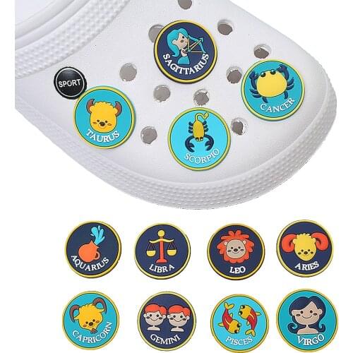 1Pcs The Zodiac PVC Shoe Charms Shoe Accessories Shoe Decoration for Croc JIBZ/ Wristbands Kids Party Xmas