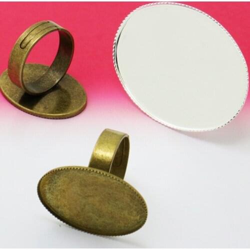 10pcs Adjustable Rings Bases Cabochon Settings Bezel Tray Vintage Ring Blank Base Fit 13x18mm 18x25mm Cabochon Cameo DIY Jewelry