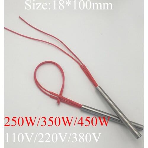 18x100 18*100mm 250W 350W 450W AC 110V 220V 380V Stainless Steel Cylinder Tube Mold Heating Element Single End Cartridge Heater