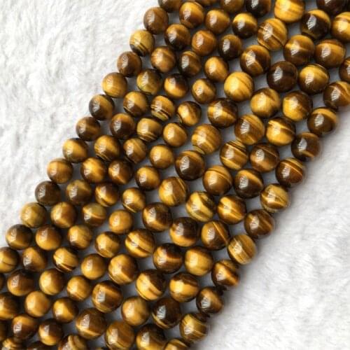 2 Strands High Quality Natural Genuine AAA Yellow Tiger Eye Stone Round Loosea Stone Jelwery Set Beads 3-18mm 15"