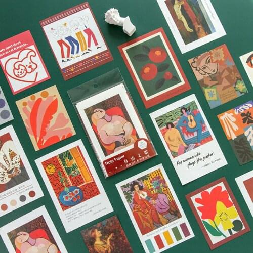 30 Sheets Creative Oil Painting Material Background Planner Scarpbooking Bullet Journal Diary Collage Craft Paper + Sticker