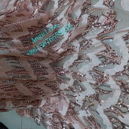 5 yards sequin dobby champagne emboridery french lace for wedding dress/evening dress/fashion show,JRB-60125