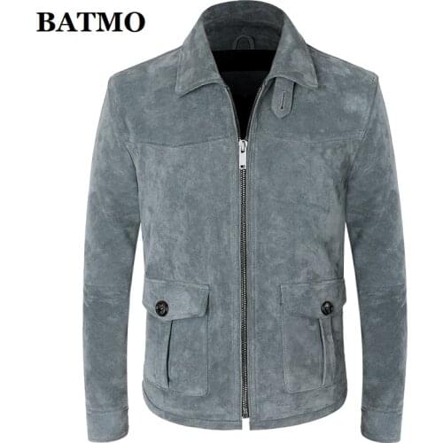 BATMO 2021 new arrival natural Retro cow leather jackets men,Genuine leather coat,plus-size S-XXXL TB07