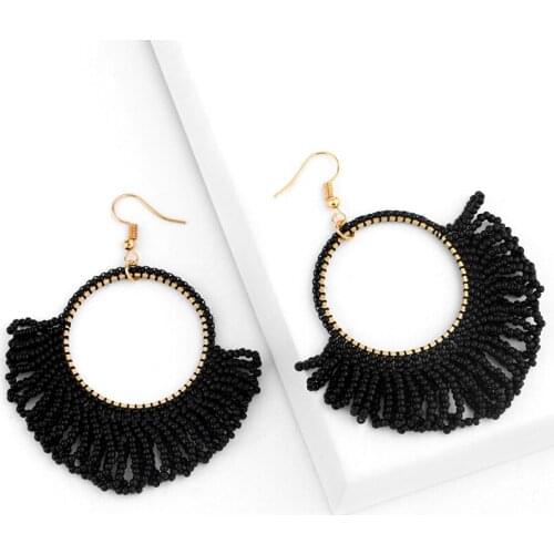 Handmade Big Bohemian Beaded Earrings Colorful Large Womens Boho Statements Hanging Drop Earrings Fashion Jewelry ers-r73