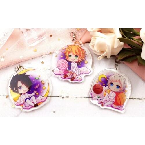 Yakusoku no The Promised Neverland Emma Norman Ray Keychain Charms Stand Acrylic Key chain Cosplay Gifts