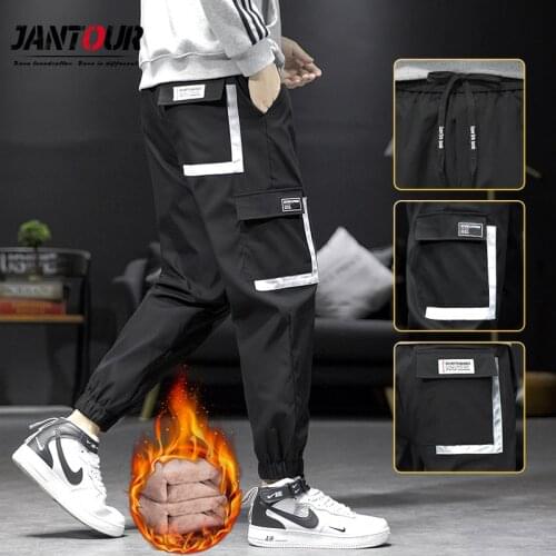 6 Model Streetwear Mens Multi Pockets Cargo Harem Pants Hip Hop Male Fleece Pants Men Joggers Trousers Fashion Harajuku Pants