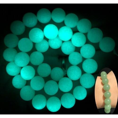 Natural Stone Green Luminous Beads Glow In The Dark Green Round Loose Spacer Beads for Jewelry Making Bracelet DIY 15'' 6/8/10mm