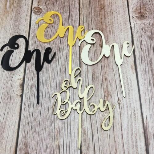Wood acrylic one oh baby cake topper wooden cake topper one for party decoration