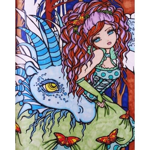 DIY Diamond Painting home decor stitch art Poured Glue Kits Scalloped Edge Anime Girl Handcraft cross stitch kit Gift