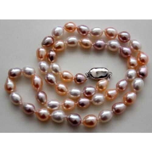 Elegant 10-11mm south sea baroque multicolor pearl necklace 18inch 925s