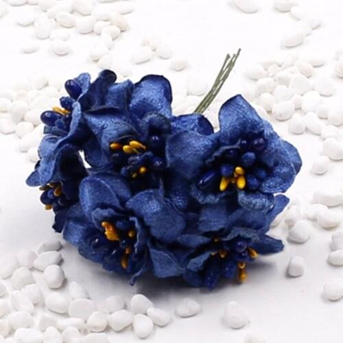 5cm Artificial Fabric Cherry Blossom Flowers Velvet Rose Flowers With Stamen For Hair Garland Scrapbooking Wedding Decoration