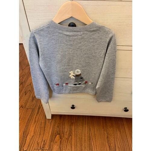 2021 Presale October 10th Girls Cardigans Woolen Kids Gray Navy Colour Sweet Baby Clothing