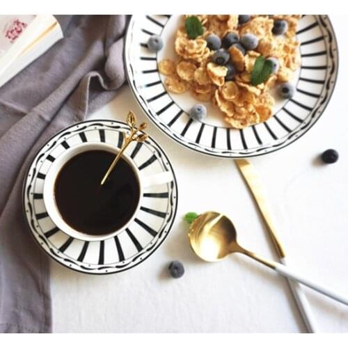 Black white ceramic plate breakfast dinner plate grey tray bone china hand texuture dishes under glazed