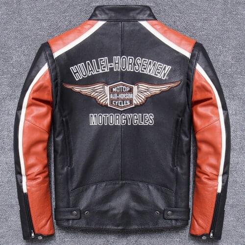 Genuine leather male halley locomotive serve thickening head layer cowhide short fund self-cultivation 100% natural calf skin