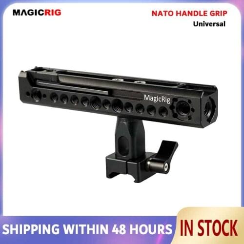 MAGICRIG Rotating NATO Handle Grip with Cold Shoe Mount and Arri Locating Hole for Camera Cage