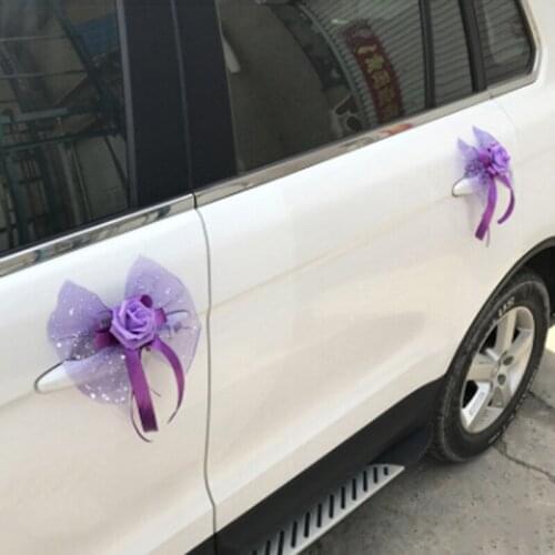 2020 Fashion Wedding Car Decoration Wedding Flower 3 Colors Car Door Handles And Rearview Mirror Decoration