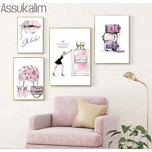 Fashion Poster Perfume Bottle Wall Art Painting Nail Polish Canvas Prints Modern Wall Pictures Vogue Girl Bedroom Decoration