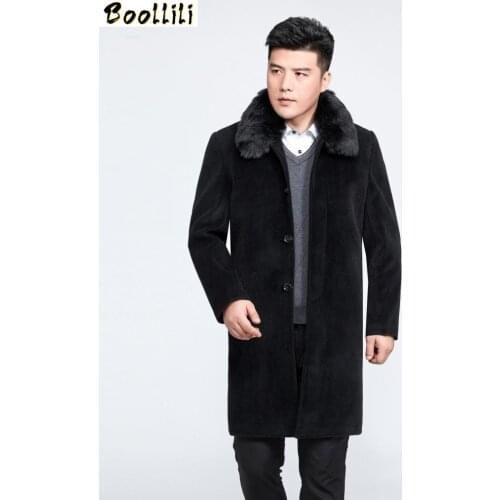 Boollili Faux Fur Collar Man Jacket Winter Mens Wool Coat Plus Size 4XL Mens Wool Overcoat Padded Jackets Abrigo Hombre