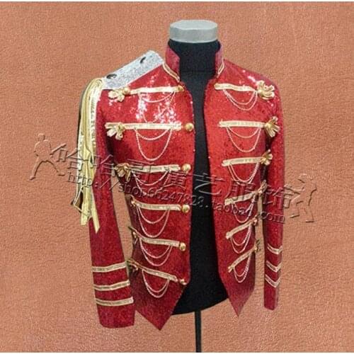 Rock Clothes Mens Suits Designs Masculino Homme Terno Stage Costumes Singers Red Jacket Men Sequins Blazer Dance Star Style Punk